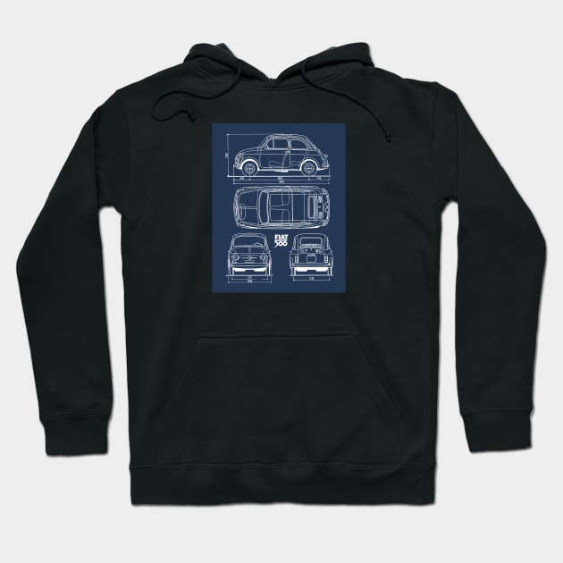 Vintage Fiat 500 Hoodie by CreativePhil